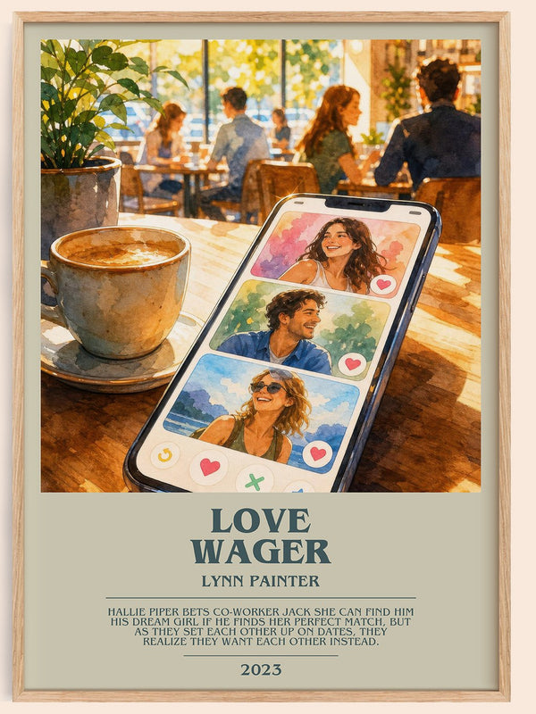 Love Wager bookish book poster by Lynn Painter – framed literary art print