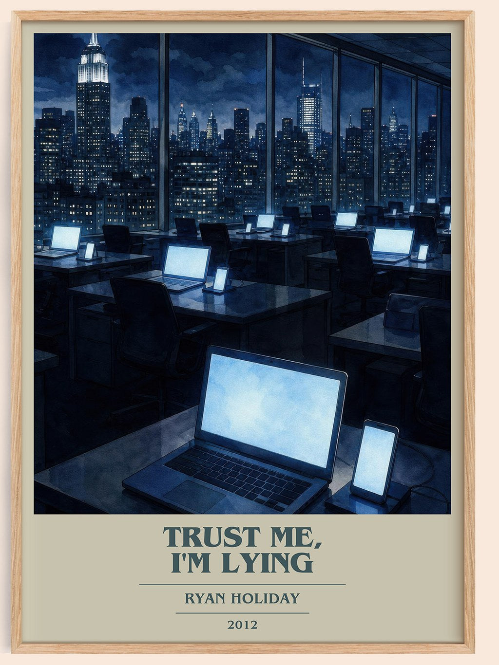 Trust Me, I'm Lying book cover book poster by Ryan Holiday – framed literary art print