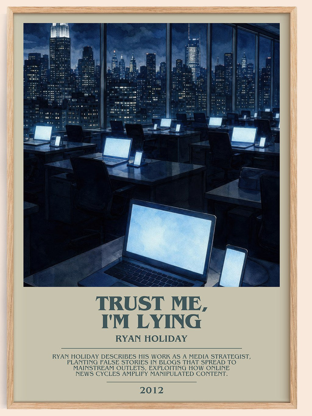 Trust Me, I'm Lying bookish book poster by Ryan Holiday – framed literary art print