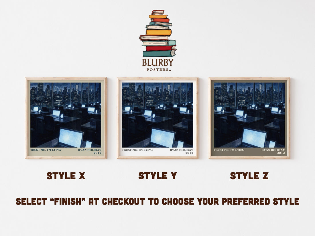 Trust Me, I'm Lying literary print in frame leaning in hallway – non fiction wall art (mockup)