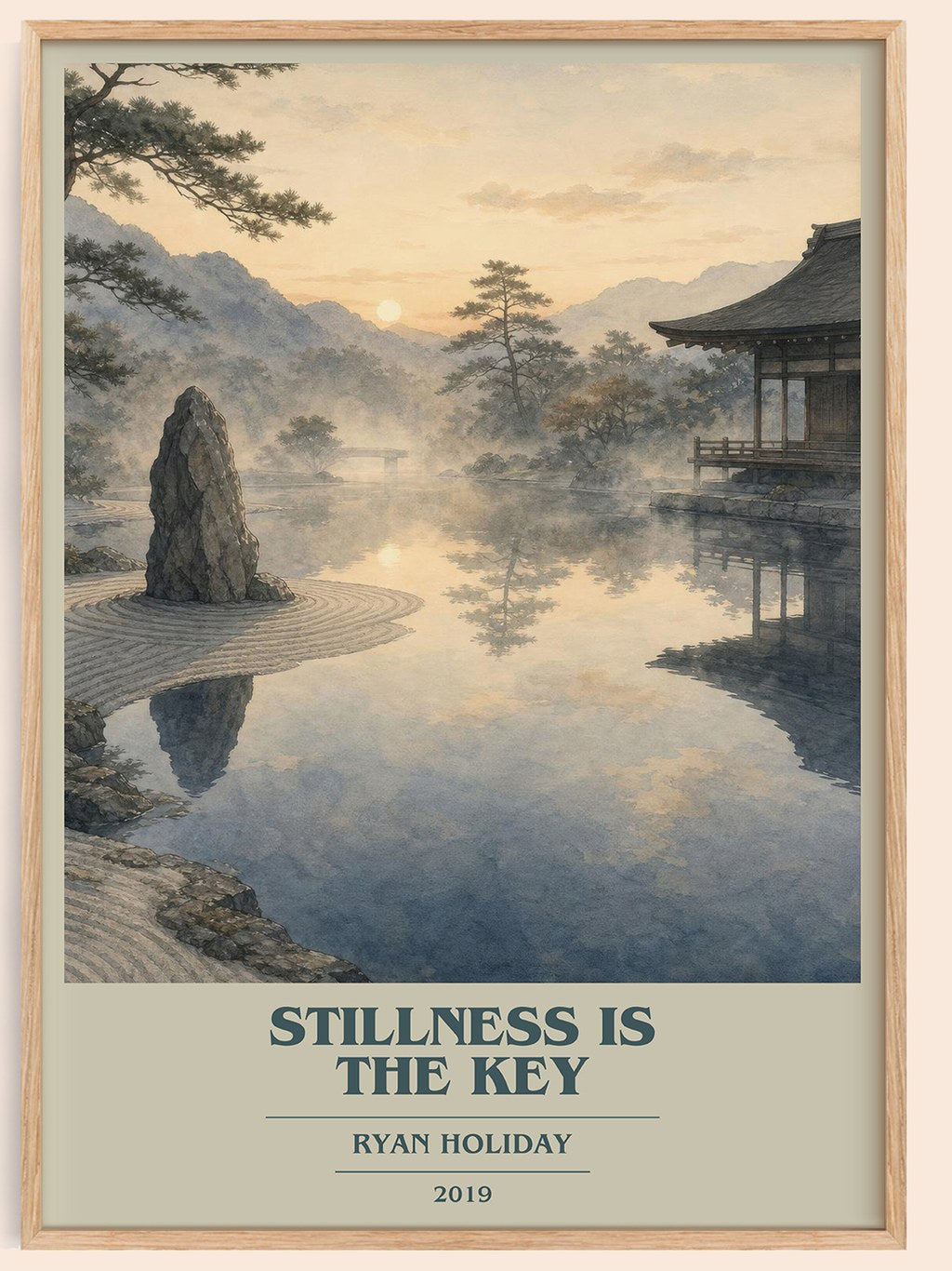 Stillness Is the Key book cover book poster by Ryan Holiday – framed literary art print