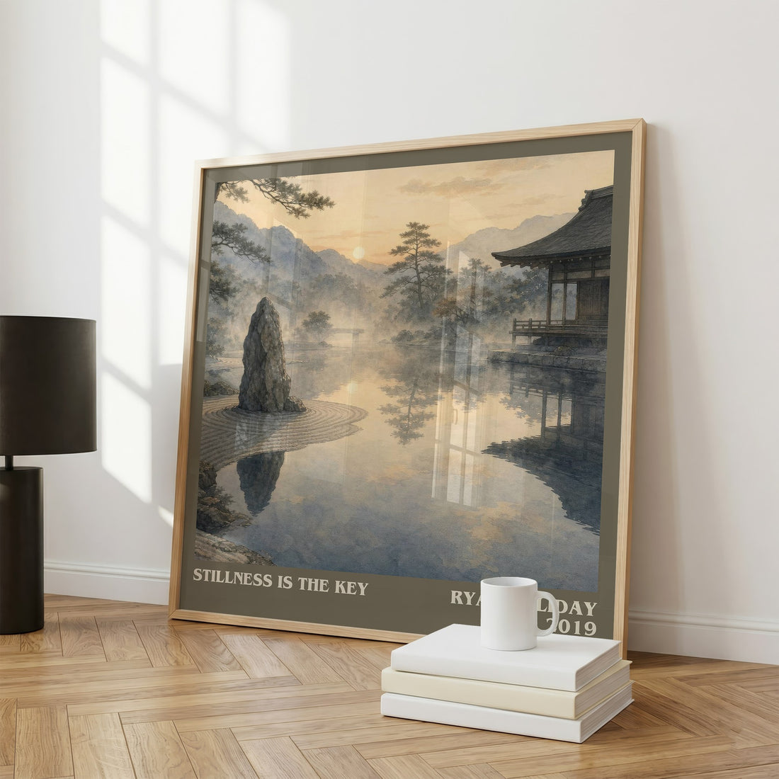 Stillness Is the Key literary print framed by window – literary home decor
