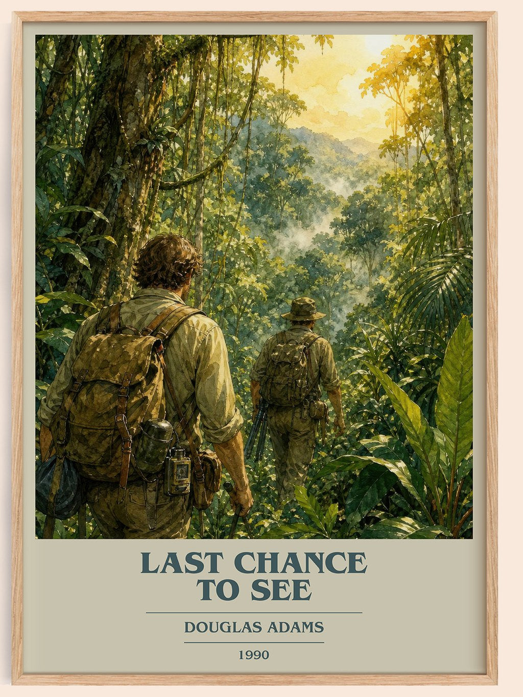 Last Chance to See book cover book poster by Douglas Adams – framed literary art print