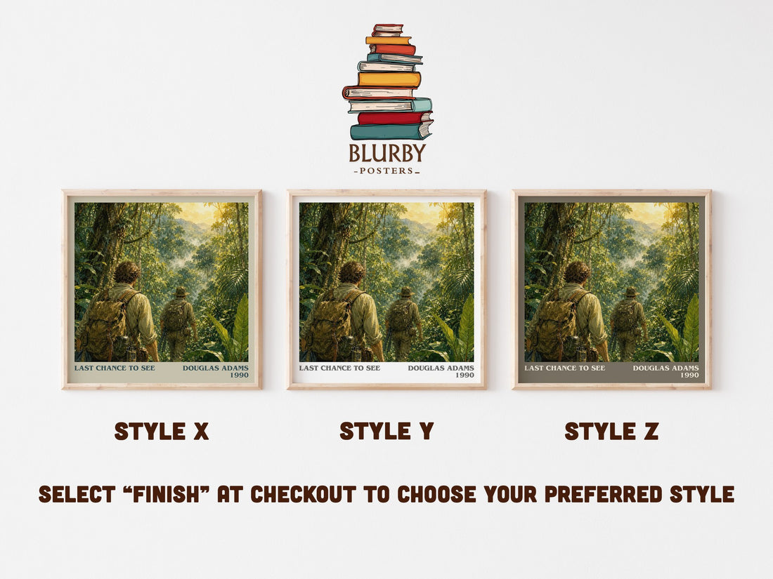 Last Chance to See literary print in frame leaning in hallway – non fiction wall art (mockup)