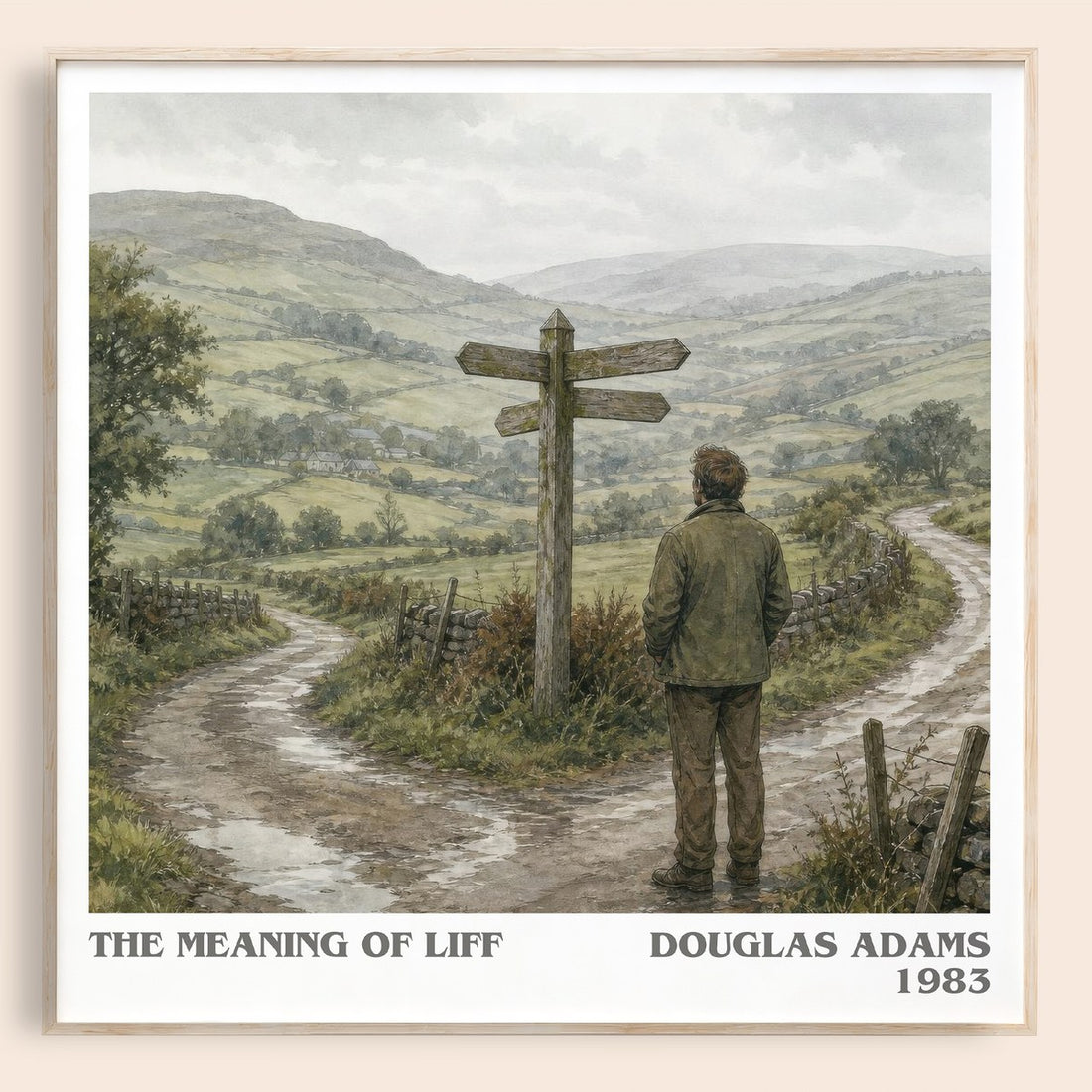 The meaning of Liff literary book poster by Douglas Adams – framed literary art print