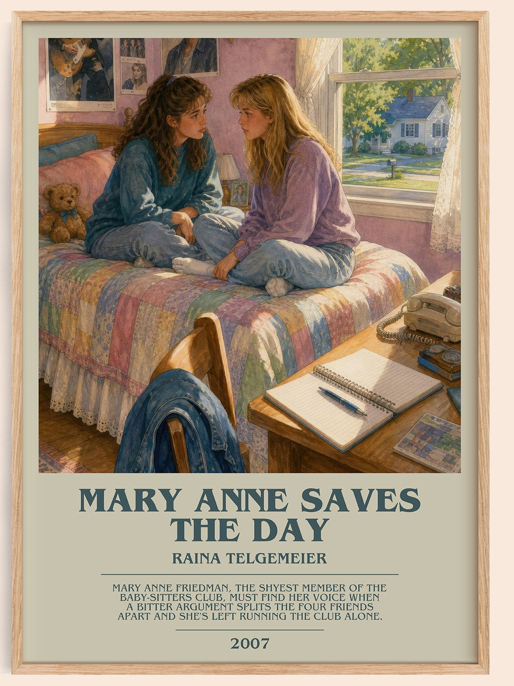 Mary Anne Saves the Day bookish book poster by Raina Telgemeier – framed literary art print
