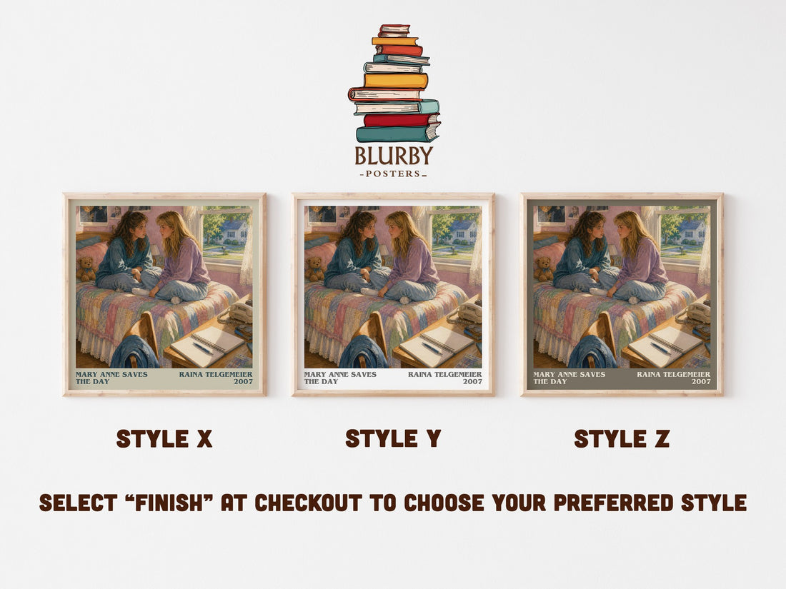 Mary Anne Saves the Day literary print in frame leaning in hallway – childrens wall art (mockup)