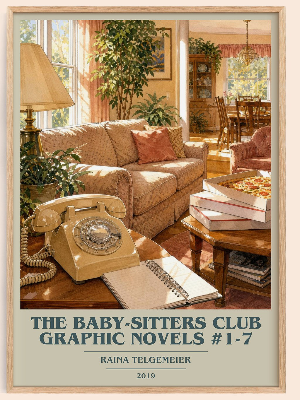 The Baby-Sitters Club Graphic Novels #1-7 book cover book poster by Raina Telgemeier – framed literary art print