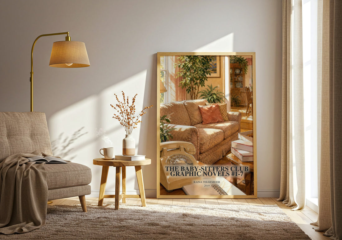 The Baby-Sitters Club Graphic Novels #1-7 watercolour print in frame leaning in hallway – childrens wall art