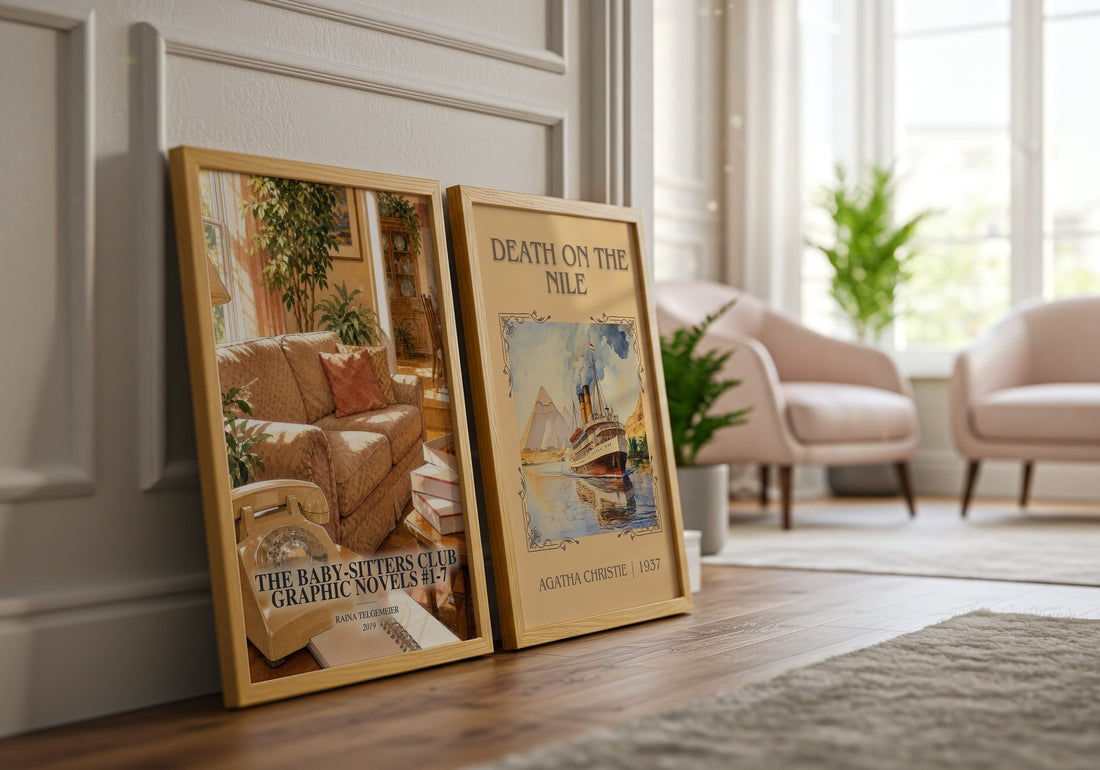 The Baby-Sitters Club Graphic Novels #1-7 watercolour print framed by window – literary home decor