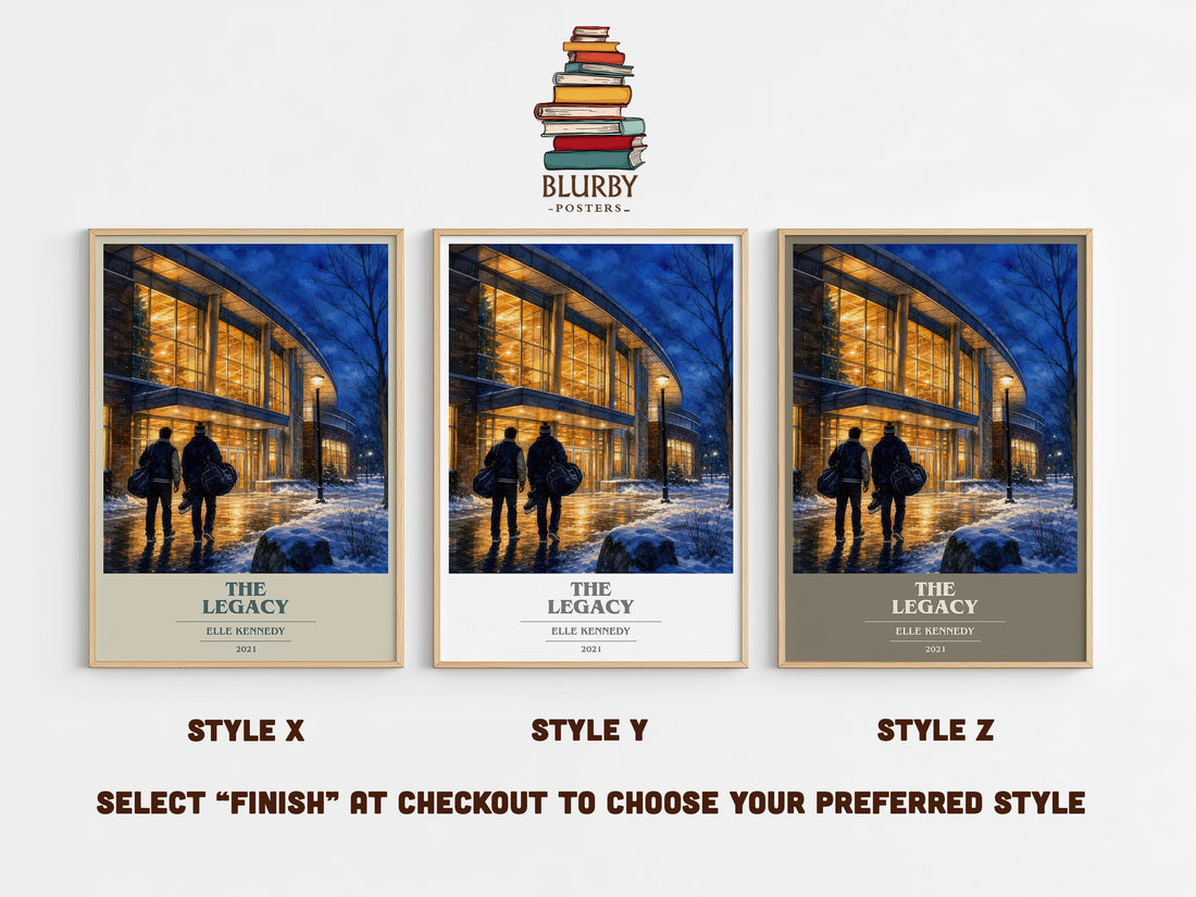 The Legacy book cover print in frame leaning in hallway – romance wall art (mockup)