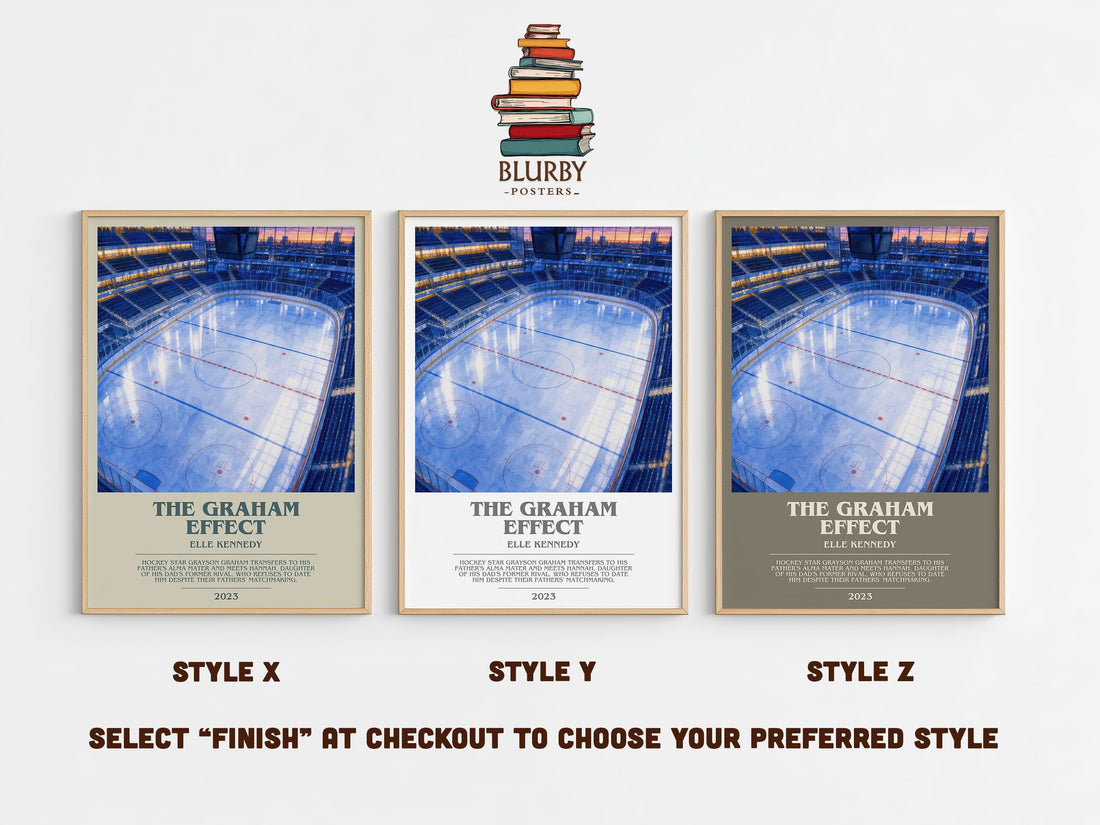The Graham Effect bookish print in frame leaning in hallway – romance wall art (mockup)