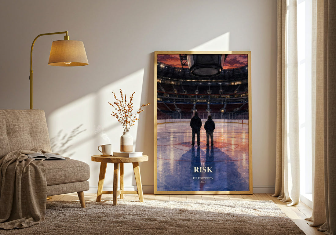 Risk watercolour print in frame leaning in hallway – romance wall art