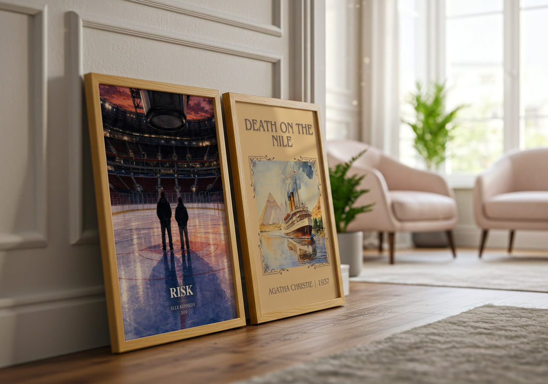Risk watercolour print framed by window – literary home decor