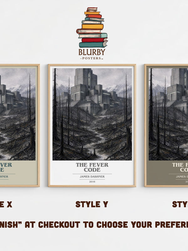 The Fever Code book cover print in frame leaning in hallway – dystopian wall art