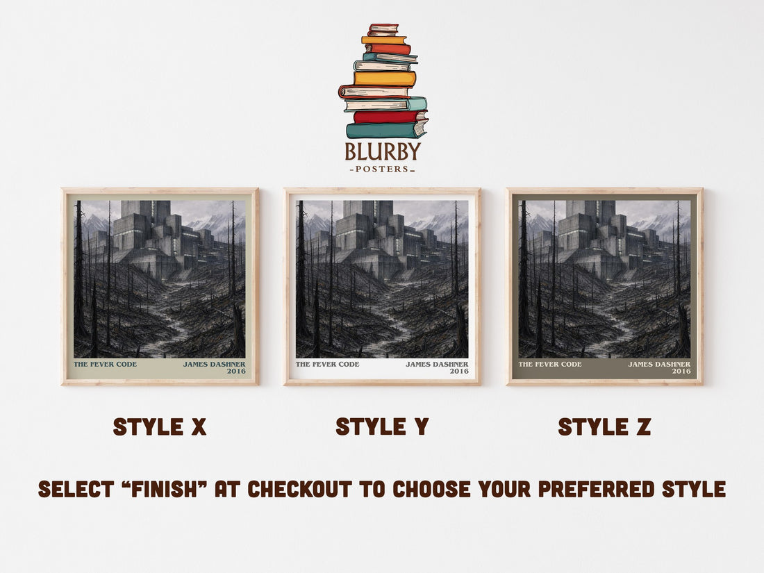 The Fever Code literary print in frame leaning in hallway – dystopian wall art (mockup)