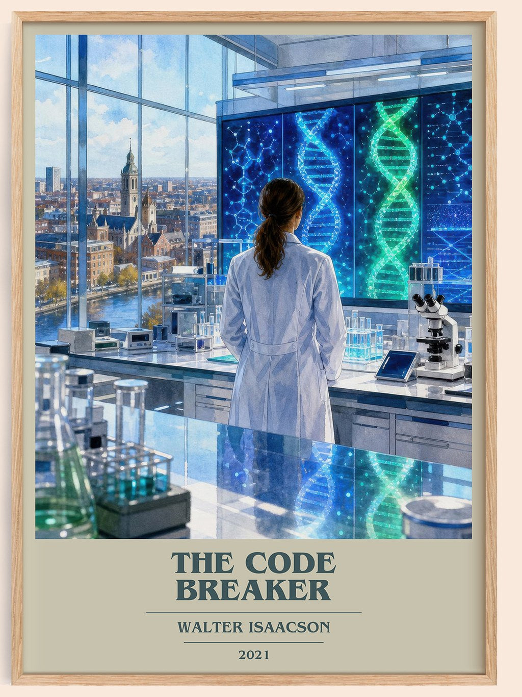 The Code Breaker book cover book poster by Walter Isaacson – framed literary art print