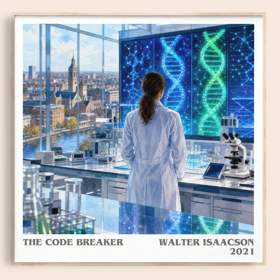 The Code Breaker literary book poster by Walter Isaacson – framed literary art print