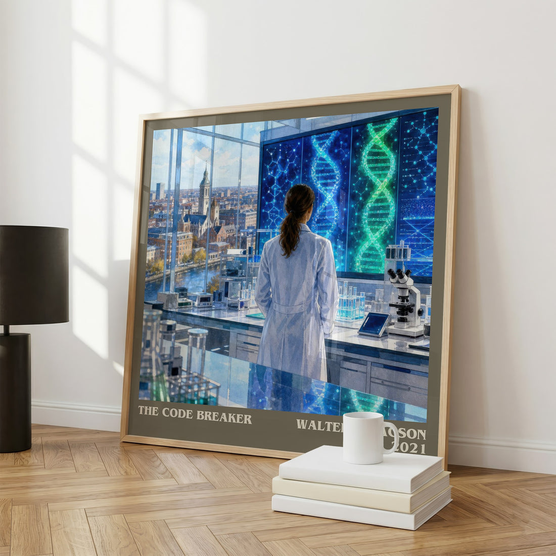 The Code Breaker literary print framed by window – literary home decor
