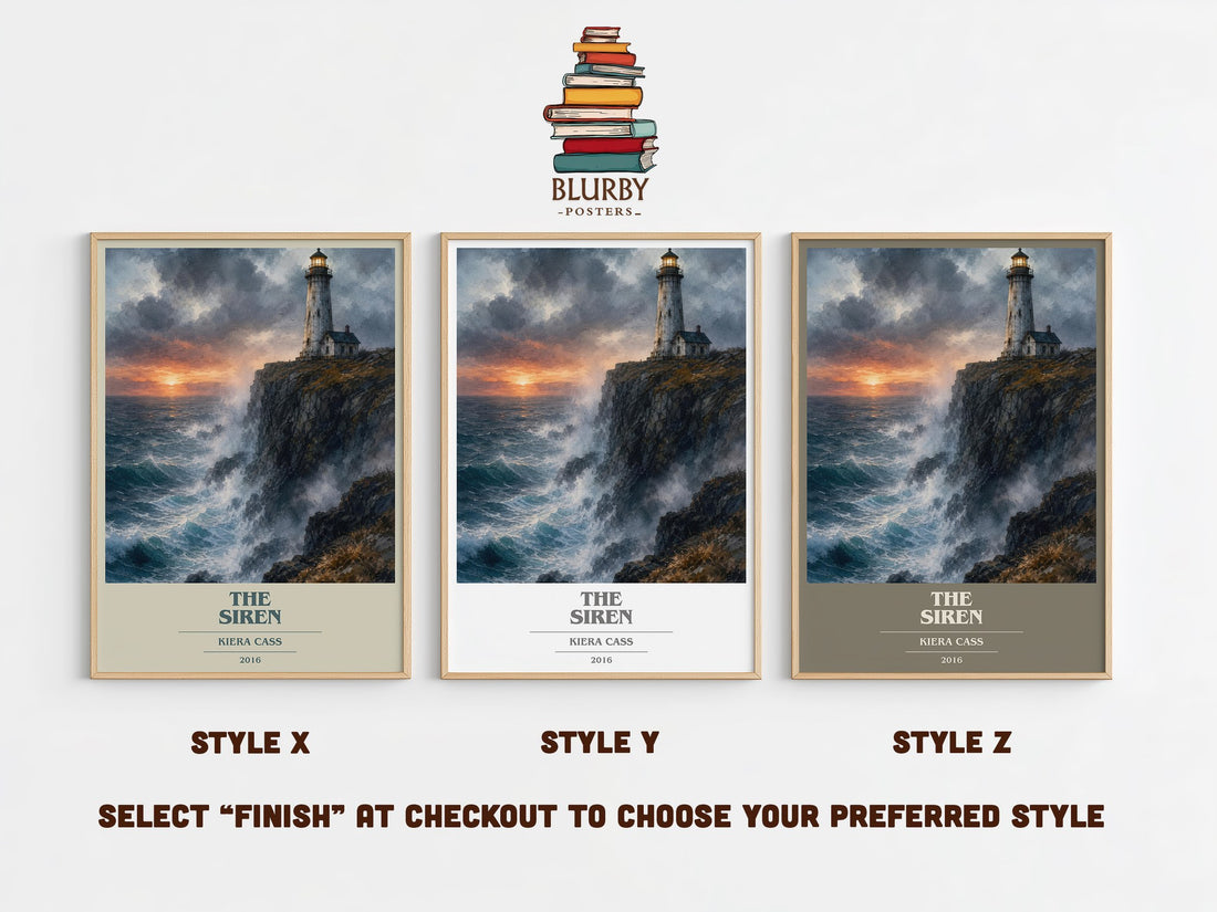 The Siren book cover print in frame leaning in hallway – fantasy wall art (mockup)
