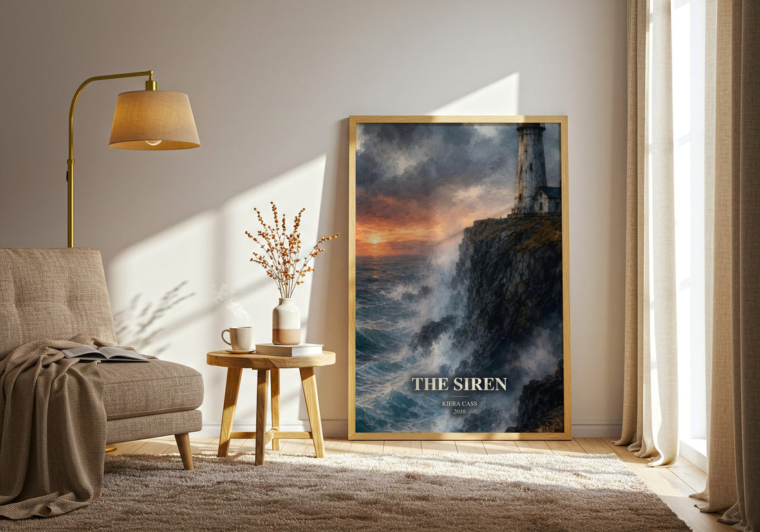 The Siren watercolour print in frame leaning in hallway – fantasy wall art