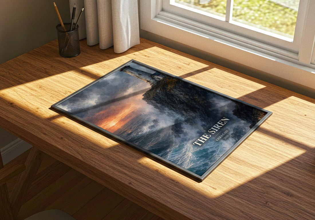The Siren watercolour book poster framed on wall – fantasy wall art