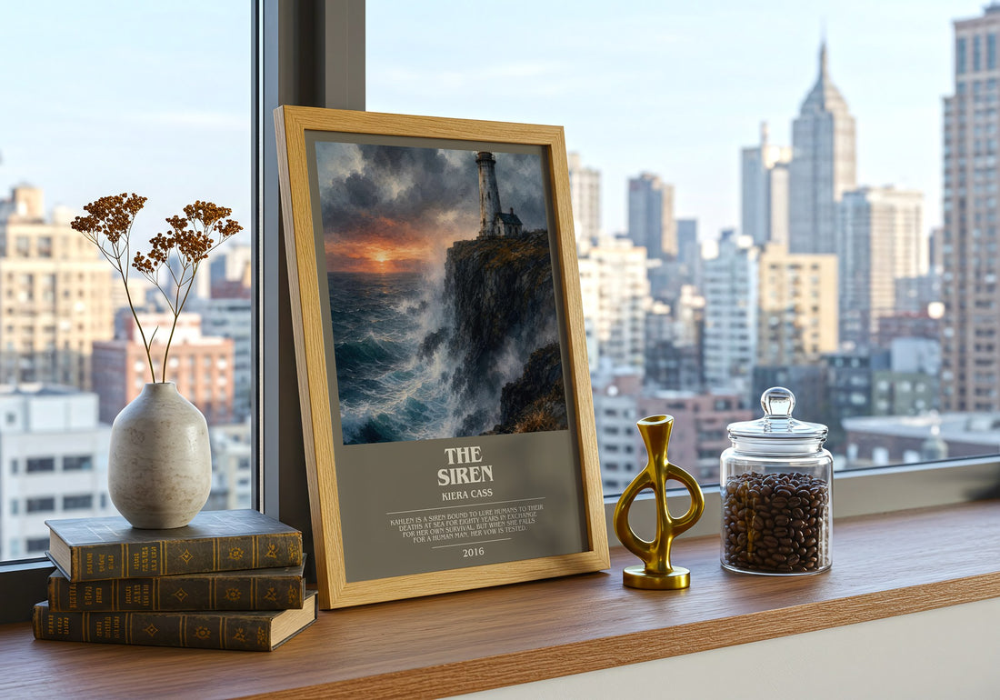 The Siren bookish print framed by window – literary home decor