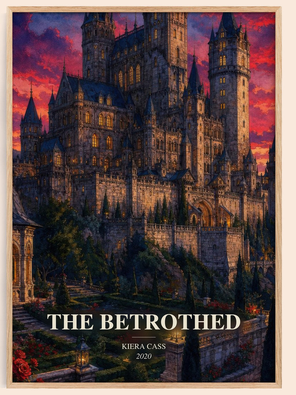 The Betrothed watercolour book poster by Kiera Cass – framed literary art print