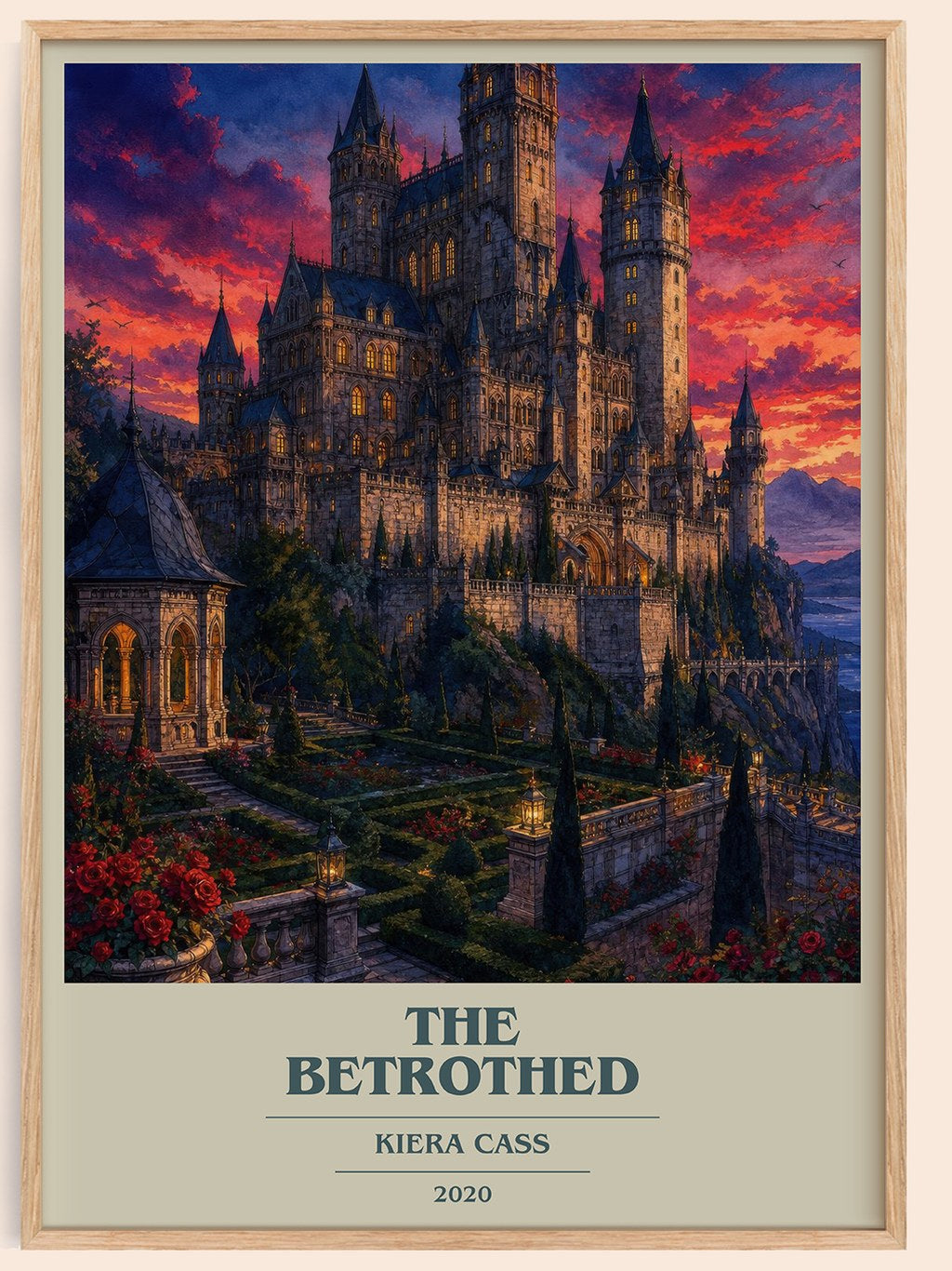 The Betrothed book cover book poster by Kiera Cass – framed literary art print