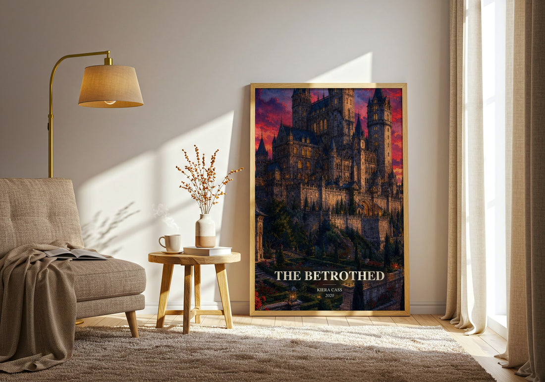 The Betrothed watercolour print in frame leaning in hallway – fantasy wall art