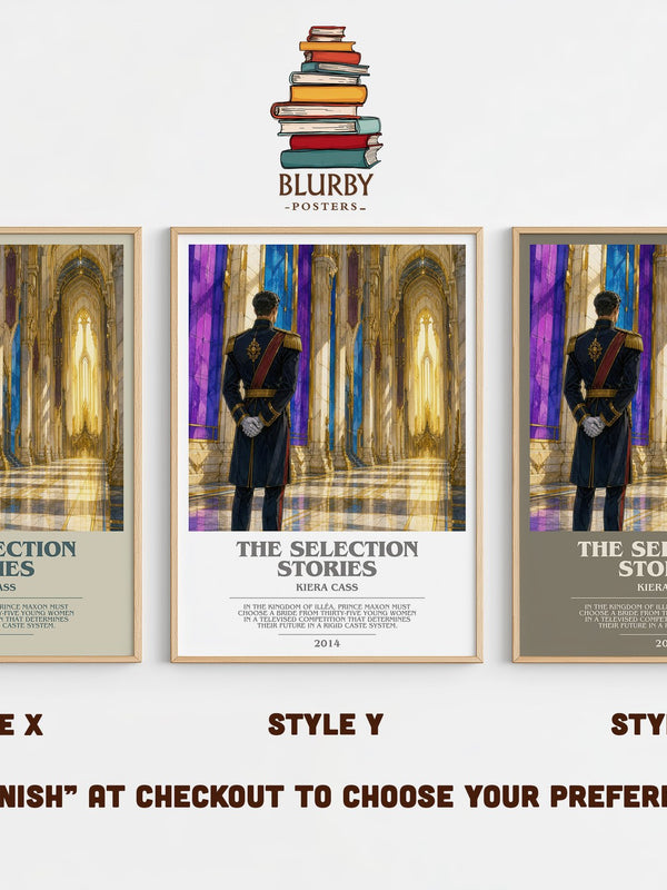 The Selection Stories bookish print in frame leaning in hallway – young adult wall art