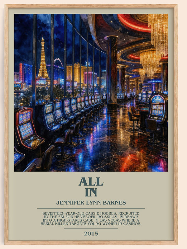 All In bookish book poster by Jennifer Lynn Barnes – framed literary art print