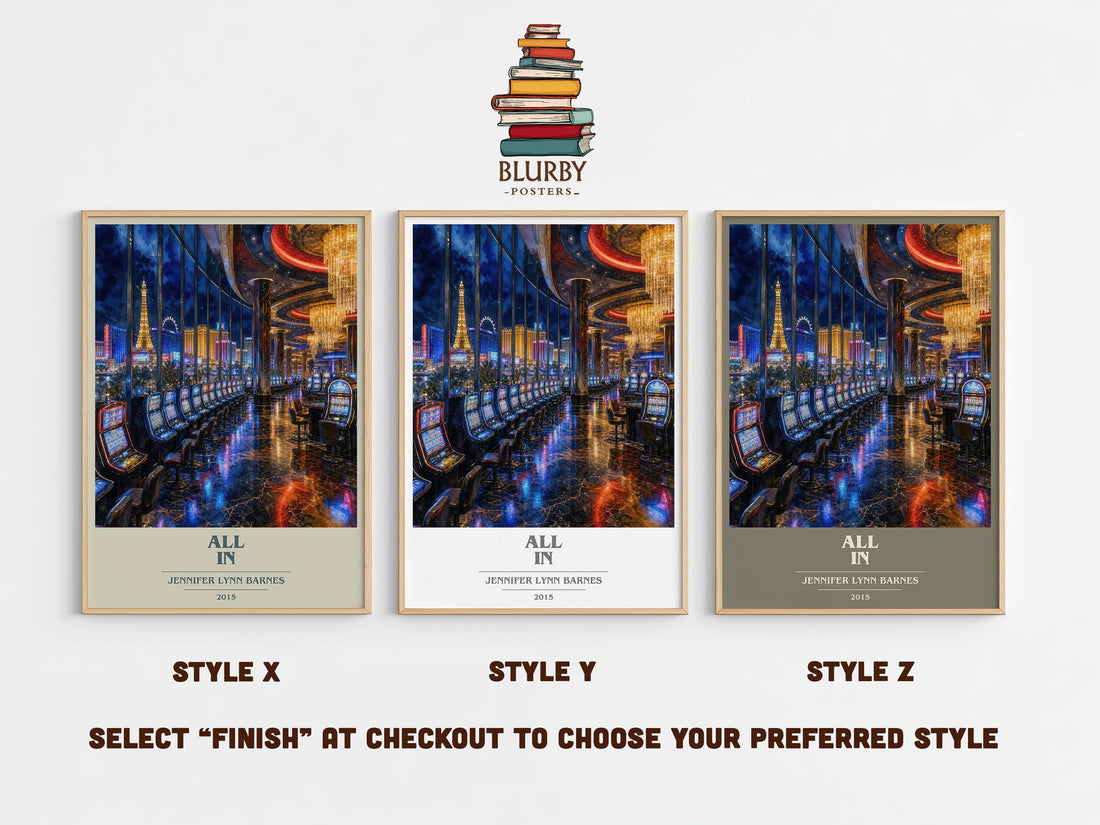 All In book cover print in frame leaning in hallway – young adult wall art (mockup)