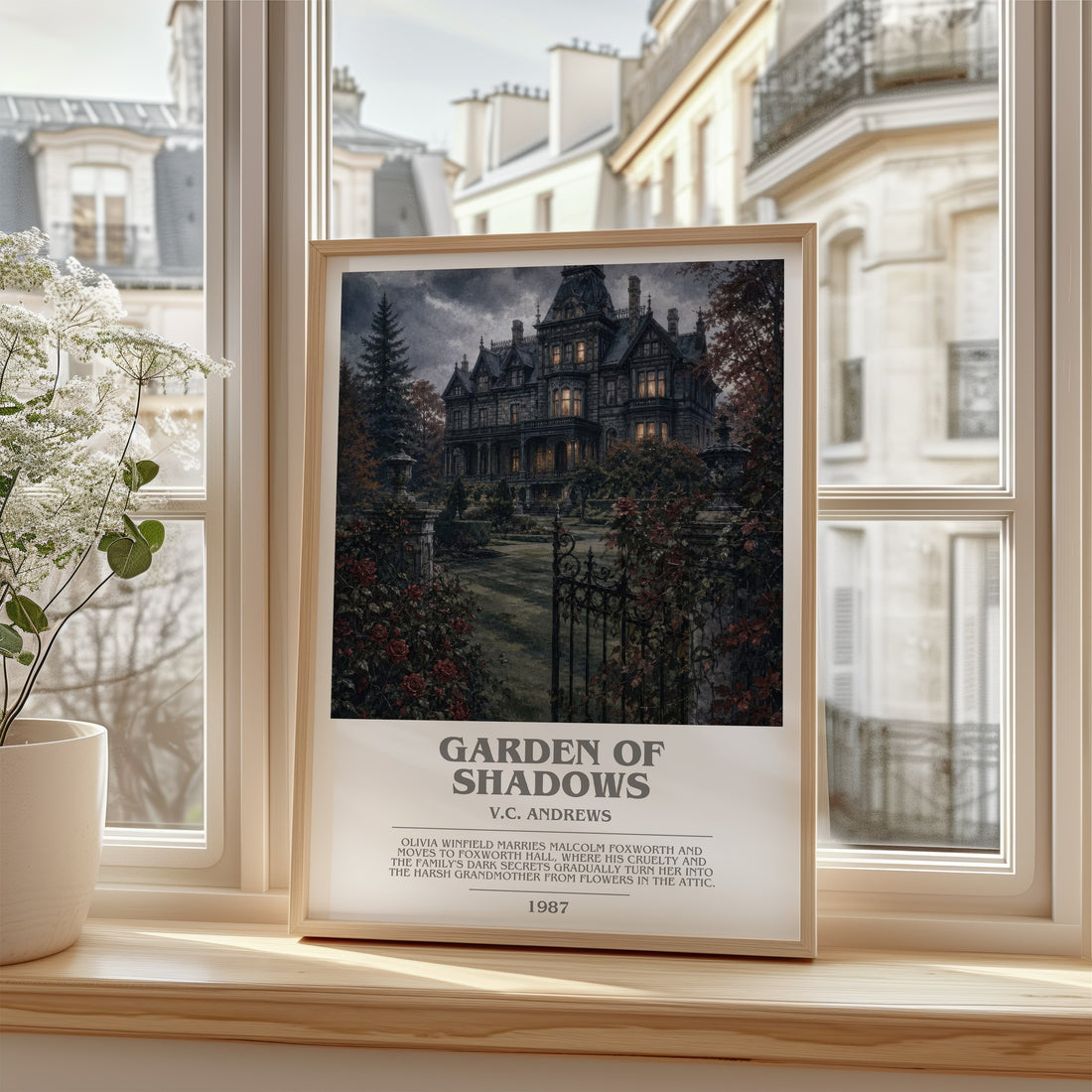 Garden of Shadows bookish poster colour and style options – V.C. Andrews book art