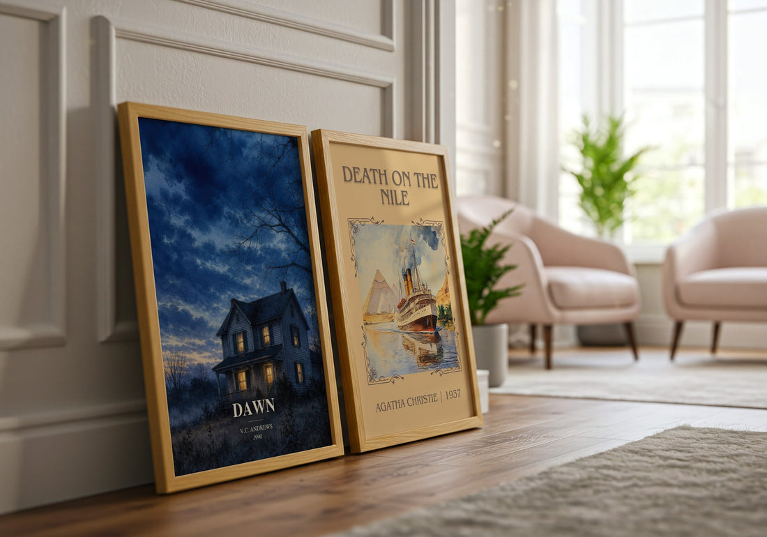 Dawn watercolour print framed by window – literary home decor