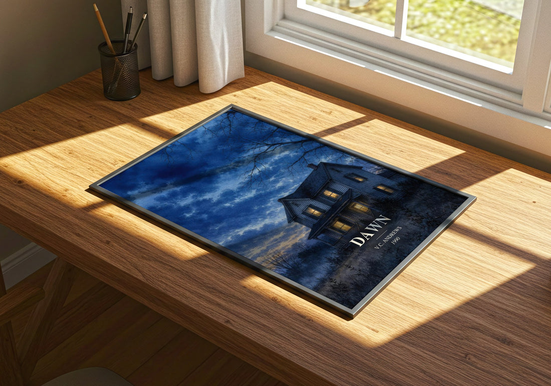 Dawn watercolour book poster framed on wall – gothic wall art