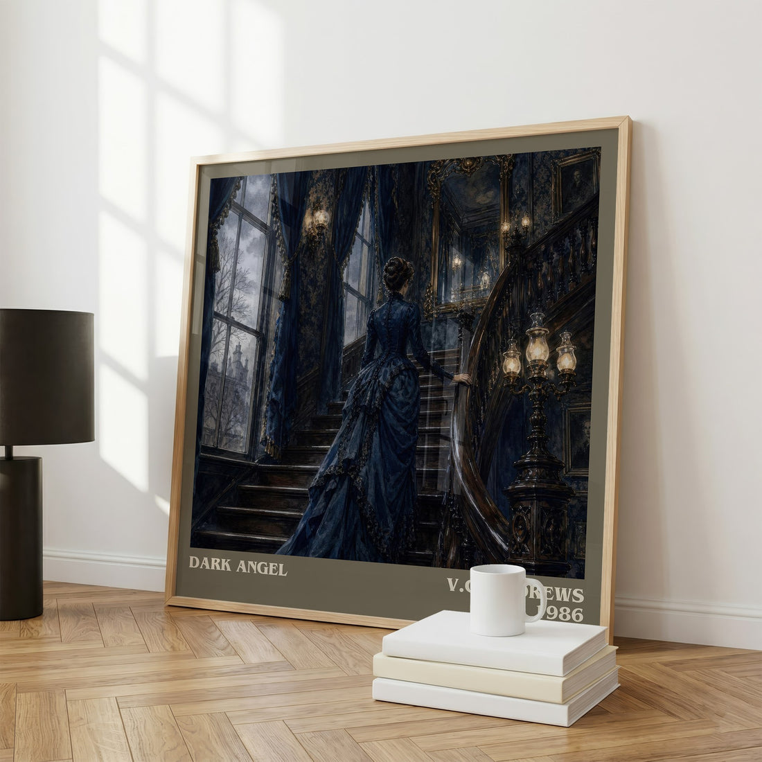Dark Angel literary print framed by window – literary home decor