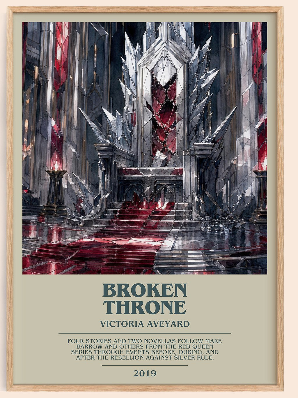Broken Throne bookish book poster by Victoria Aveyard – framed literary art print