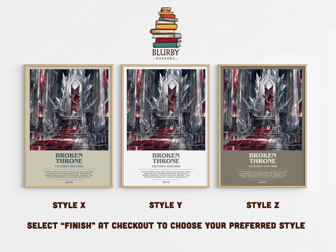 Broken Throne bookish print in frame leaning in hallway – young adult wall art (mockup)