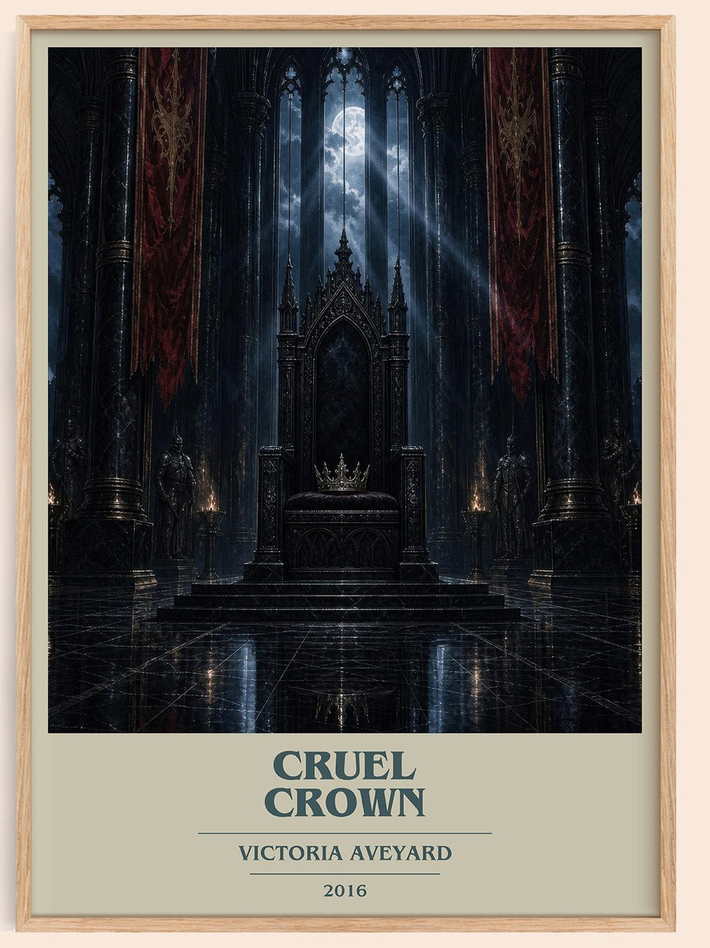 Cruel Crown book cover book poster by Victoria Aveyard – framed literary art print