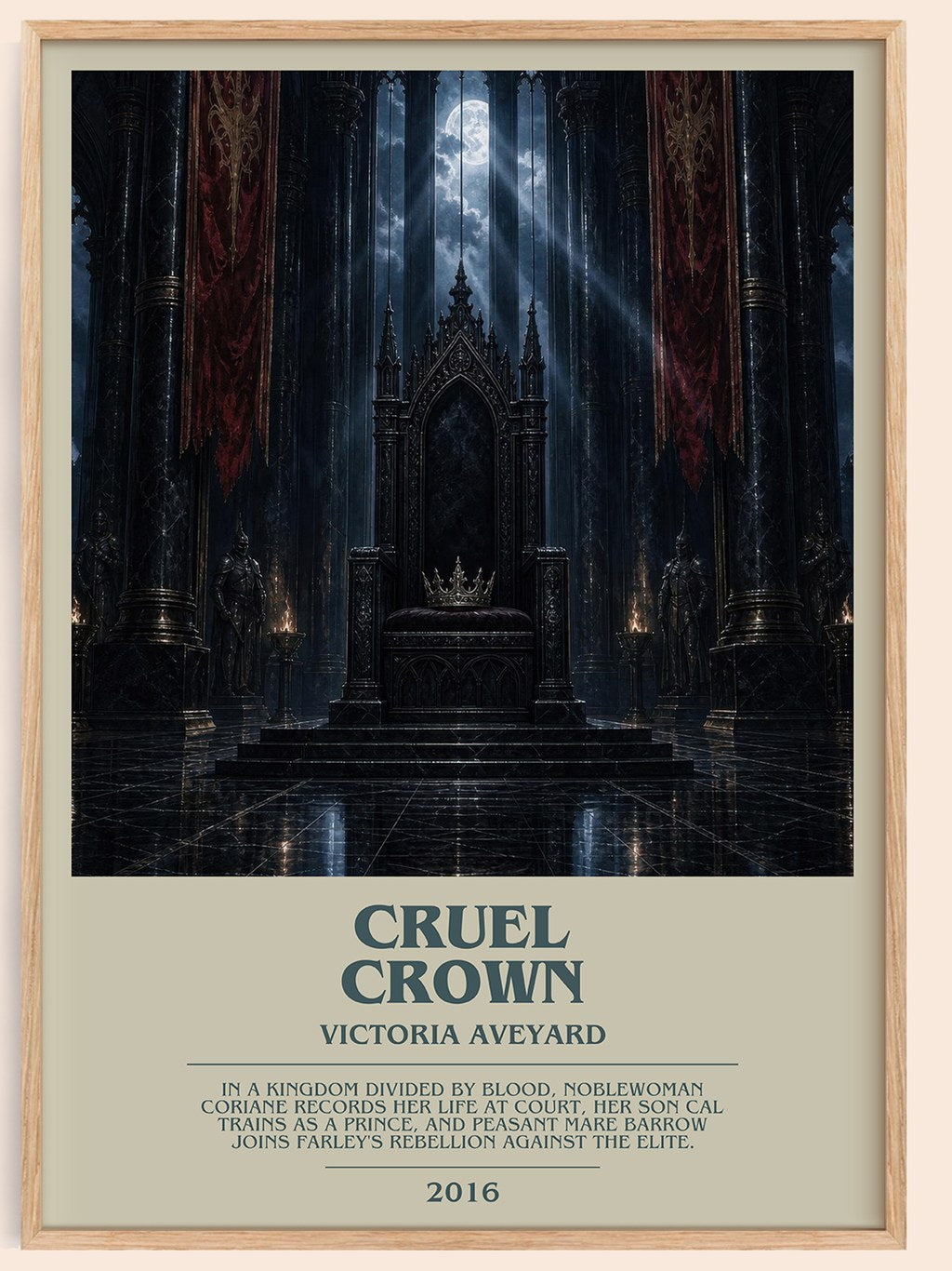 Cruel Crown bookish book poster by Victoria Aveyard – framed literary art print