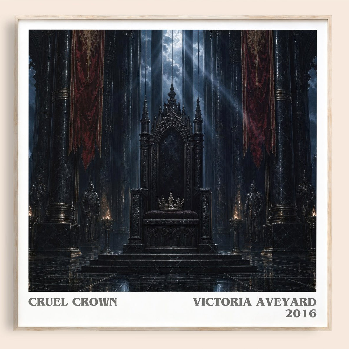 Cruel Crown literary book poster by Victoria Aveyard – framed literary art print