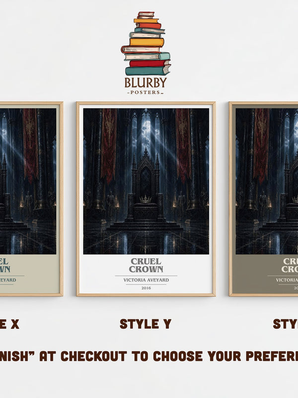 Cruel Crown book cover print in frame leaning in hallway – dystopian wall art