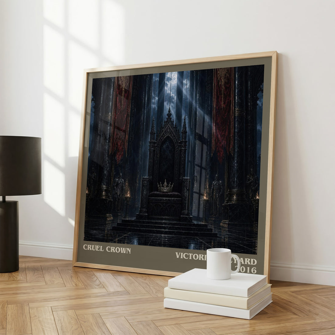 Cruel Crown literary print framed by window – literary home decor