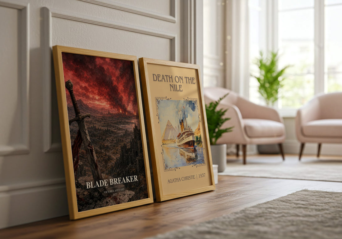 Blade Breaker watercolour print framed by window – literary home decor