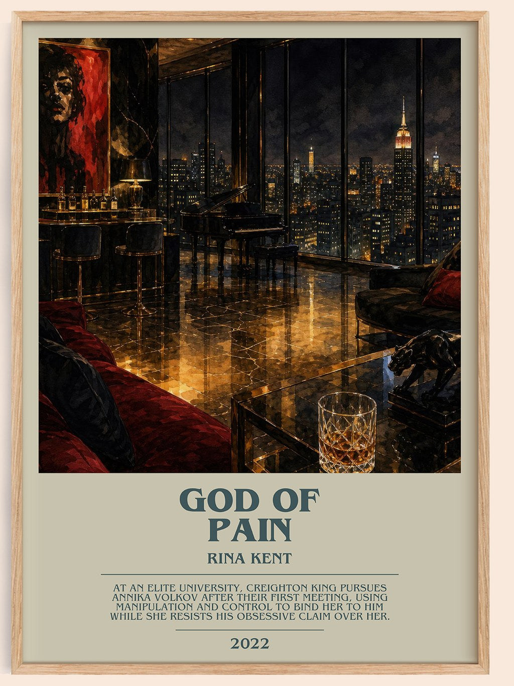God of Pain bookish book poster by Rina Kent – framed literary art print