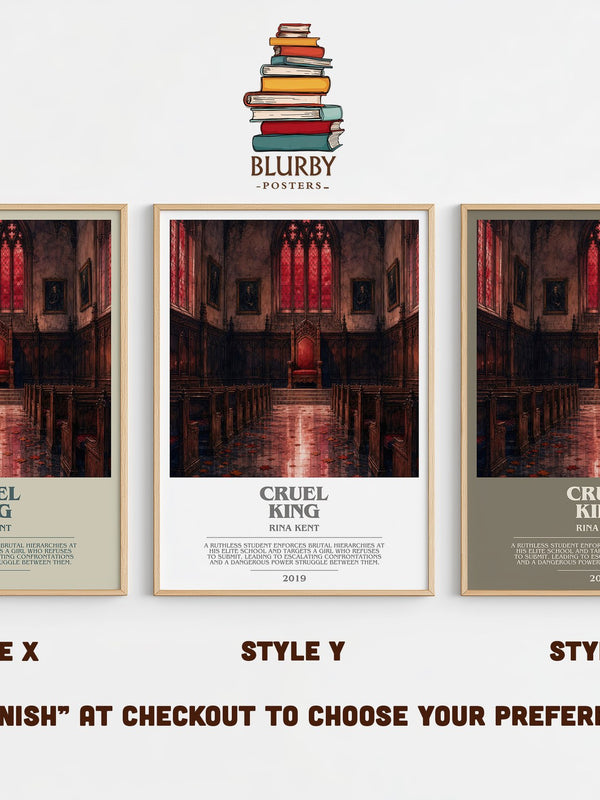 Cruel King bookish print in frame leaning in hallway – romance wall art