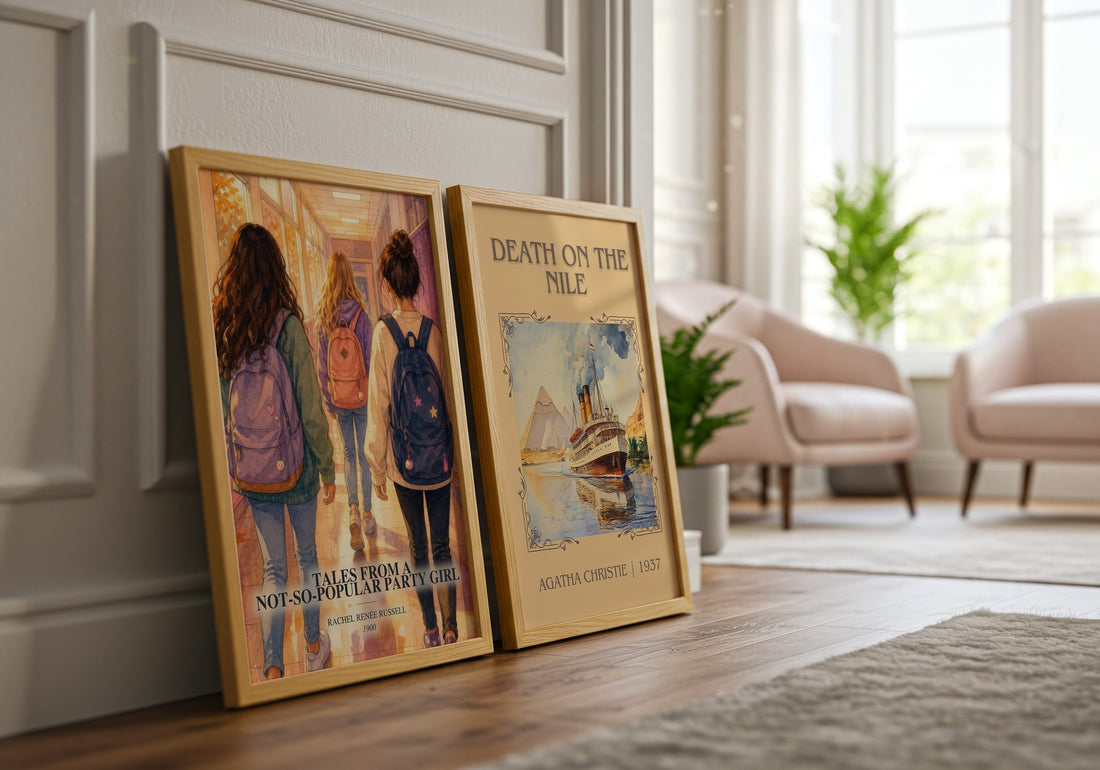Tales from a not-so-popular party girl watercolour print framed by window – literary home decor