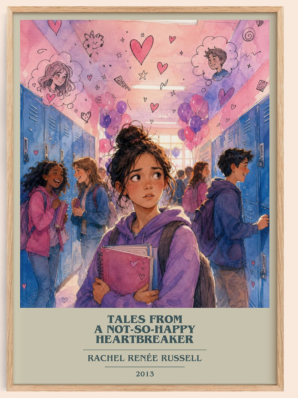 Tales from a not-so-happy heartbreaker book cover book poster by Rachel Renée Russell – framed literary art print