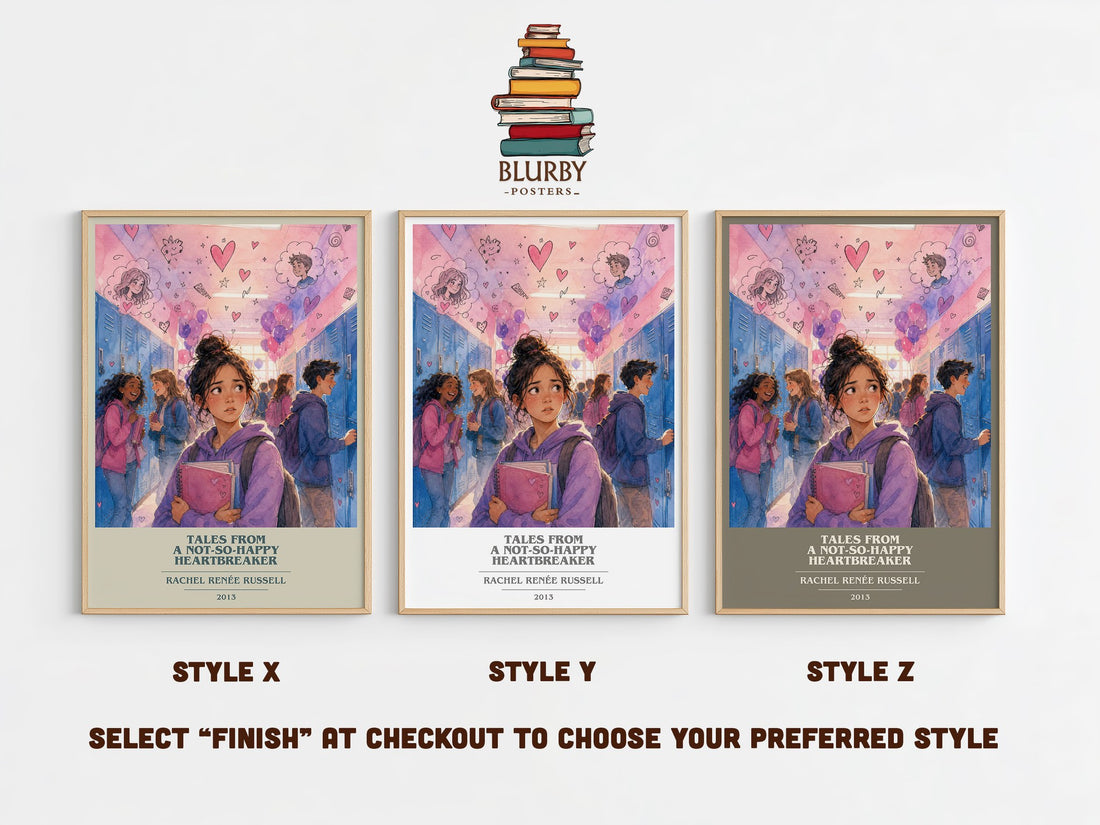 Tales from a not-so-happy heartbreaker book cover print in frame leaning in hallway – childrens wall art (mockup)